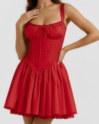 VESTITO ROSSO CORSETTO CORTO ALMOND MUSE