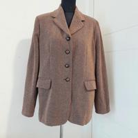 Giacca invernale, lana spigato beige/marrone, L