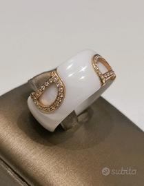 Anello a fascia Damiani D.Icon in ceramica e oro