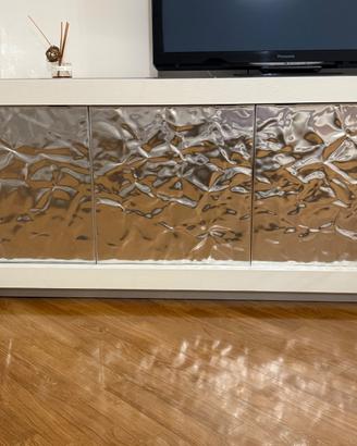 Credenza madia design Riflessi legno e acciaio