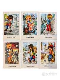 Set 6 biglietti d'auguri francesi anni '70