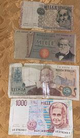 4 banconote da millelire e duemilalire