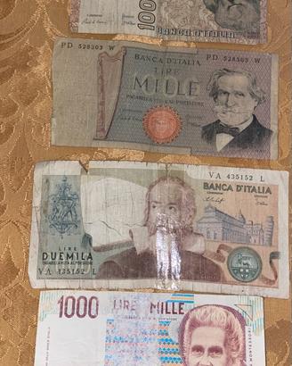 4 banconote da millelire e duemilalire