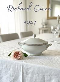 Zuppiera Richard Ginori 1941 filo oro e cobalto