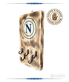 APPENDICHIAVI IN LEGNO CON DISEGNO LOGO NAPOLI