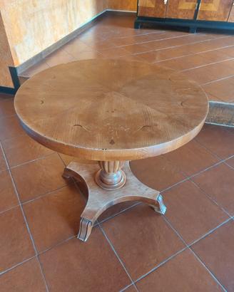 Tavolo in massello di olmo, intarsi di palissandro