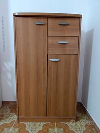 Scarpiera in legno 4 ripiani più 2 cassetti