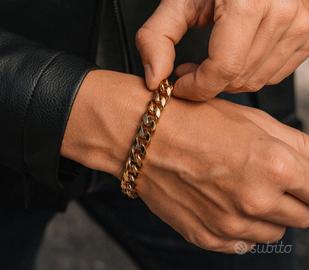 Braccialetto uomo acciaio e oro 
