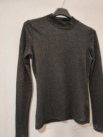 Maglietta nera con scollo dolcevita glitter S