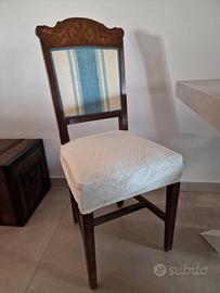 4 o 6 Sedie in legno massello intarsiato – Vintage