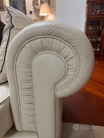 Divano Chesterfield 3 Posti Vera Pelle  Avorio