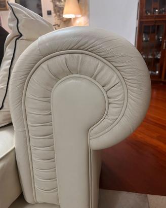 Divano Chesterfield 3 Posti Vera Pelle  Avorio