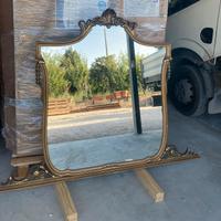 Specchio grande vintage cornice in legno dorata