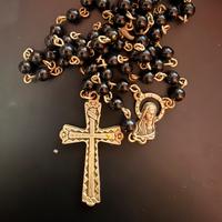 Rosario Antico Con Perline Nere
