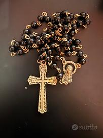 Rosario Antico Con Perline Nere