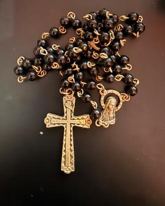 Rosario Antico Con Perline Nere
