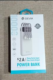 Power bank DEVIA 10000 mAh con 4 cavi integrati 