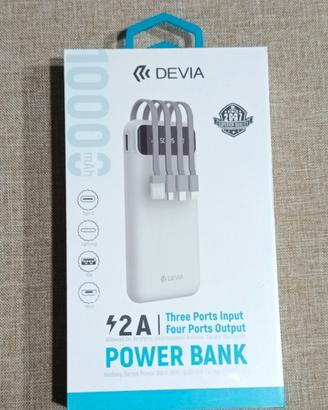 Power bank DEVIA 10000 mAh con 4 cavi integrati 
