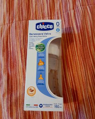 Biberon Chicco Benessere Vetro 150ml 0m+ Nuovo 
