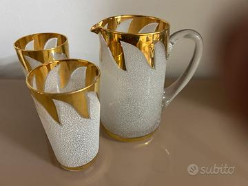 Set  boccale e due bicchieri oro vintage