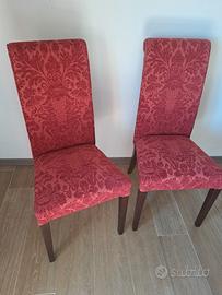 Coppia di sedie in velluto rosso