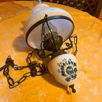 Lampadario vetro e ceramica