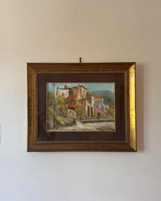 Dipinto Olio Su Tela P Coppola Paesaggio Casolari 