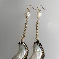 orecchini con perle naturali bianche e marcasite 