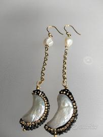 orecchini con perle naturali bianche e marcasite 