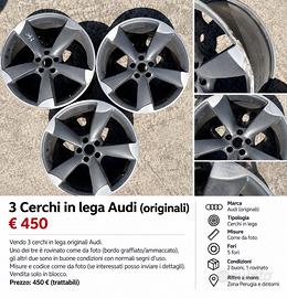 3 cerchi in lega Audi