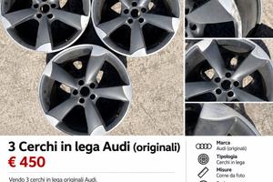 3 cerchi in lega Audi