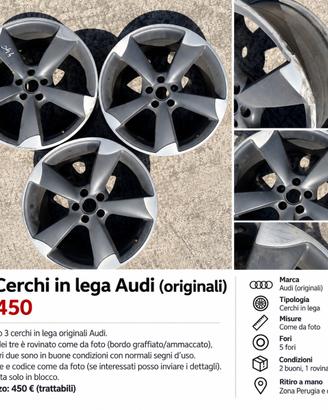 3 cerchi in lega Audi