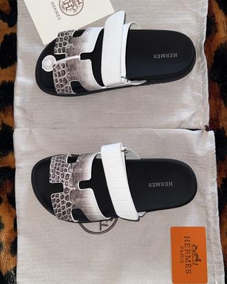 Sandali Hermès effetto coccodrillo misura 39