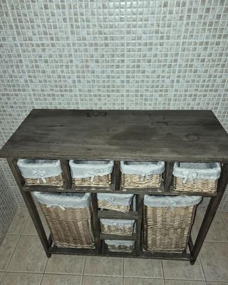 Mobile Bagno Arte Povera - con Ceste biancheria 