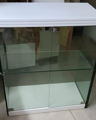 Vetrina anni 70 cristallo e legno restaurata