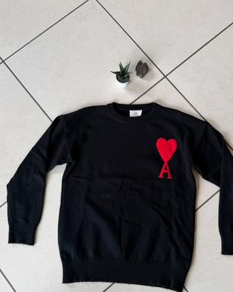 maglione ami paris nero e rosso