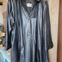Cappotto Pelle nera con inserti in pelliccia