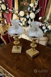 elegante coppia di lampade abat jour h.27,5cm