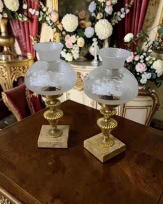 elegante coppia di lampade abat jour h.27,5cm