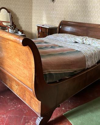 LETTO A BARCA IN NOCE CARLO X ALLA FRANCESE