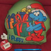 Peluche Cuscino Puffo natalizio con regali Natale