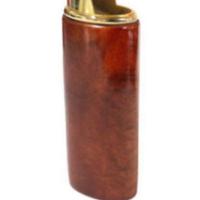 Porta accendino in radica e metallo, anni 70