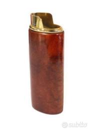 Porta accendino in radica e metallo, anni 70