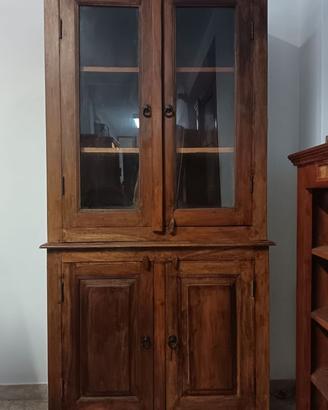 Vetrina legno massello shisham indiano artigianale