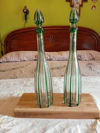 Caraffe verde smeraldo,cristallo molato a mano 