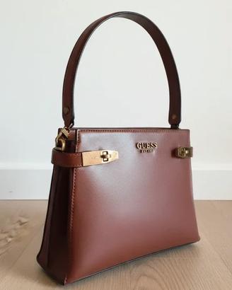 Borsa rigida da spalla marrone autunnale Guess