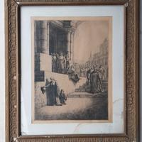 Antico quadro con cornice stampa Antica Roma 62x51