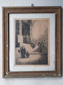 Antico quadro con cornice stampa Antica Roma 62x51