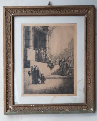 Antico quadro con cornice stampa Antica Roma 62x51
