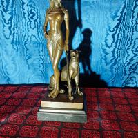 Fine Scultura In Bronzo Cleopatra E La pantera